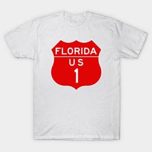 Vintage Florida US Route 1 Highway Sign Key West to Miami T-Shirt